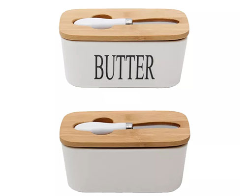 Ceramic Butter Boxes with Lids and Knife