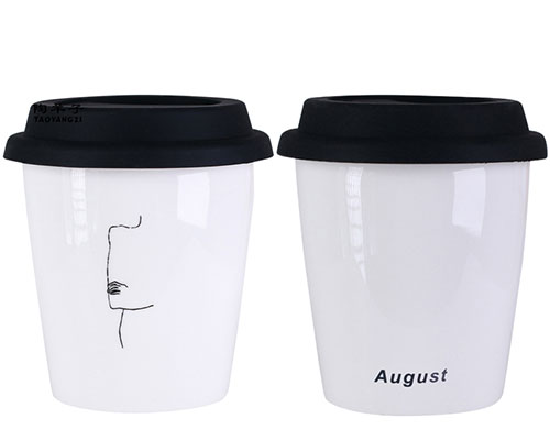 White Ceramic Travel Coffee Cups