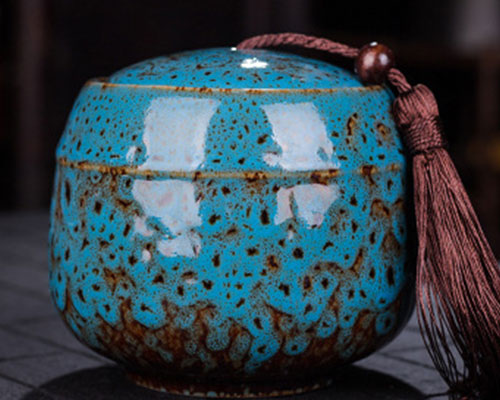 Blue Ceramic Tea Jar