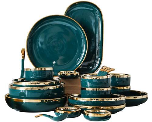 Green Pottery Dinnerware Set