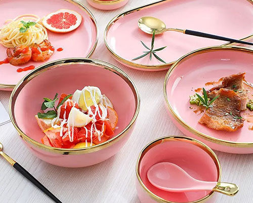 Pink Ceramic Dinnerware Plates