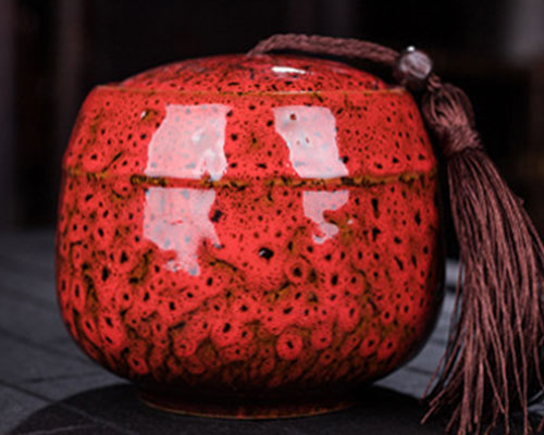 Red Ceramic Tea Jar