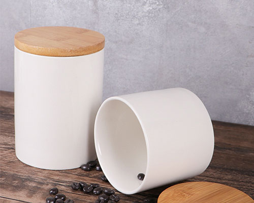 White Ceramic Tea Coffee Canisters