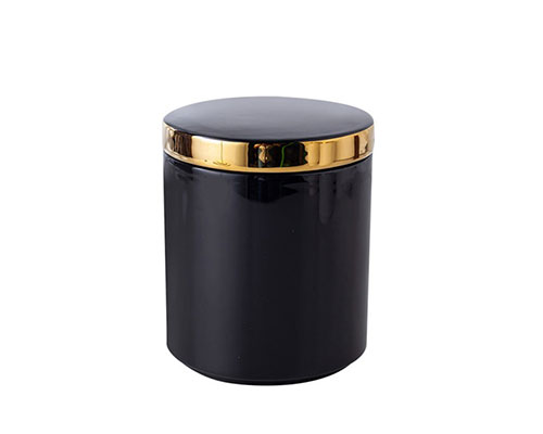 Black Ceramic Jar with Lid