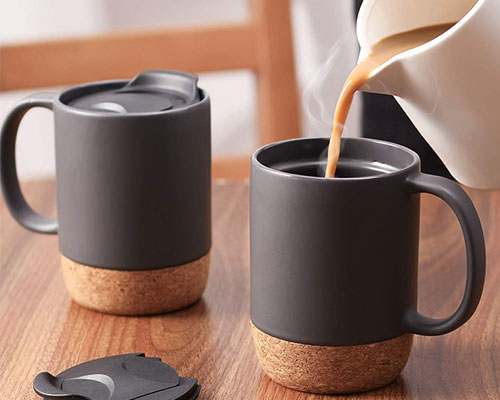 Black Coffee Cups With Cork Bottom
