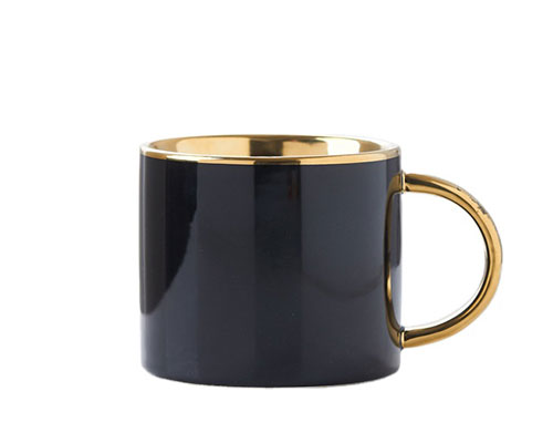 Black and Gold Ceramic Mug with Handle