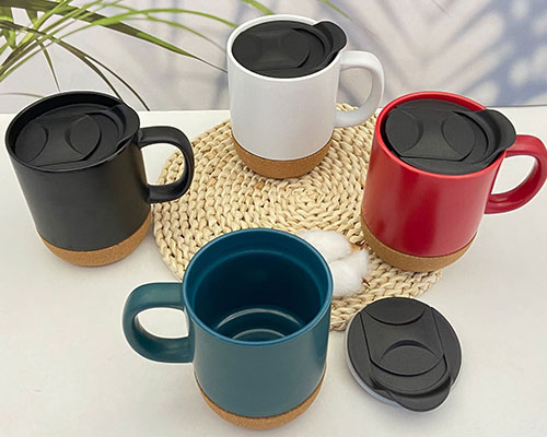 Colored Ceramic Coffee Cup With Cork Bottom