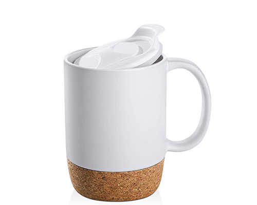 Cork Bottom White Ceramic Coffee Cup