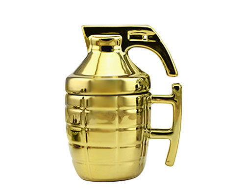Gold Ceramic Grenade Coffee Mug