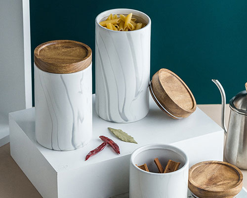 Marble Ceramic Food Storage Jars