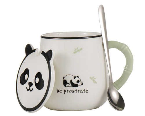 Panda Mug With Lid and Spoon