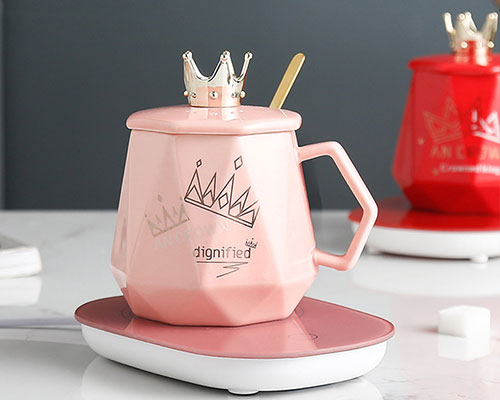 Pink Ceramic Cup with Crown Lid
