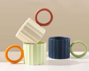Vertical Striped Ceramic Mugs