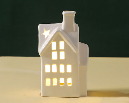 White Ceramic House Tealight Holder