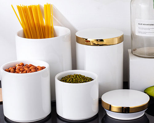 White Ceramic Kitchen Canisters