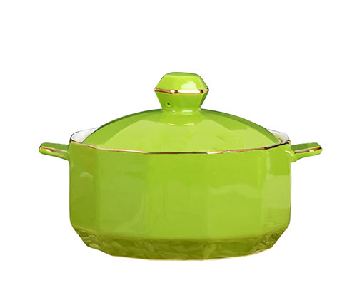 Green Ceramic Serving Bowl With Lid