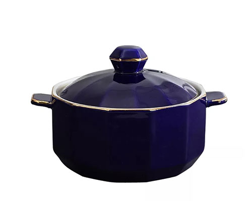 Purple Ceramic Serving Bowl With Lid