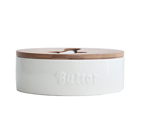 Round Ceramic Butter Box with Lid and Knife