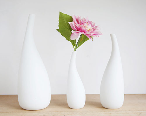 Small White Ceramic Bud Vases
