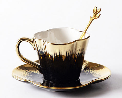 Black Ceramic Espresso Mug with Plate