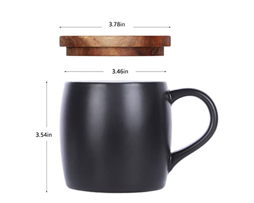 Black Ceramic Mug With Wooden Lid