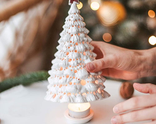 Ceramic Christmas Tea Light Holder