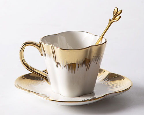 Ceramic Espresso Cup with Gold Rim