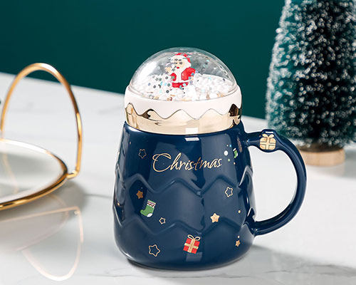 Christmas Tree Blue Ceramic Coffee Mug