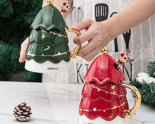 Christmas Tree Ceramic Coffee Mugs