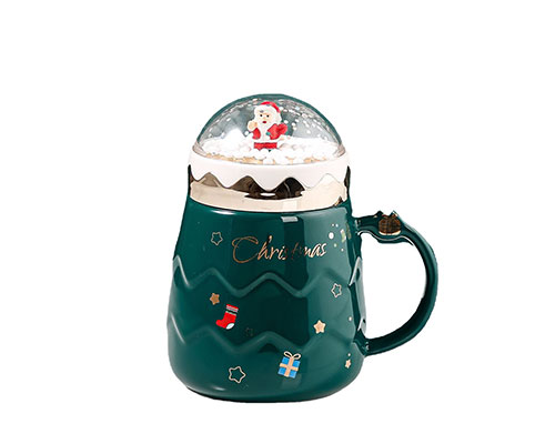 Christmas Tree Coffee Mugs with Lids