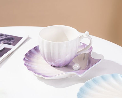 Exquisite Pearl Purple Ceramic Coffee Cups