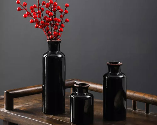 Rustic Black Ceramic Vases