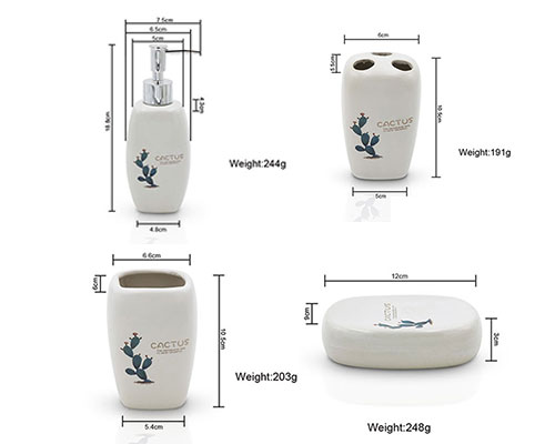 4 Pcs White Ceramic Bathroom Set