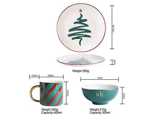Ceramic Tableware with Christmas Tree Pattern