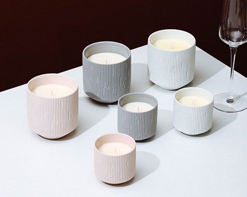 Ceramic Candle Jars with Vertical Stripes