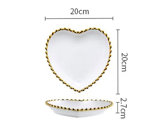 Gold Rimmed Heart Shaped Ceramic Plates