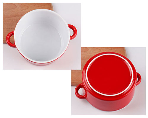 Red Ceramic Bowl with Handle