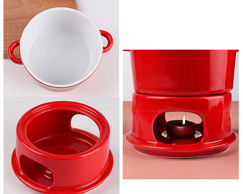 Red Ceramic Chocolate Melting Pot