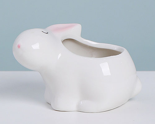 White Ceramic Rabbit Plant Pot