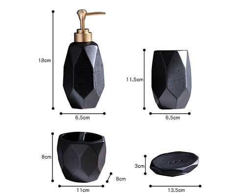 4 Pce Black Ceramic Bathroom Set