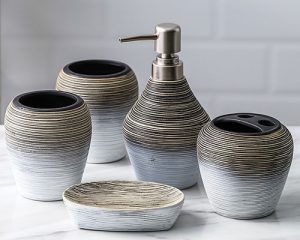 5 Pcs Ceramic Bathroom Set
