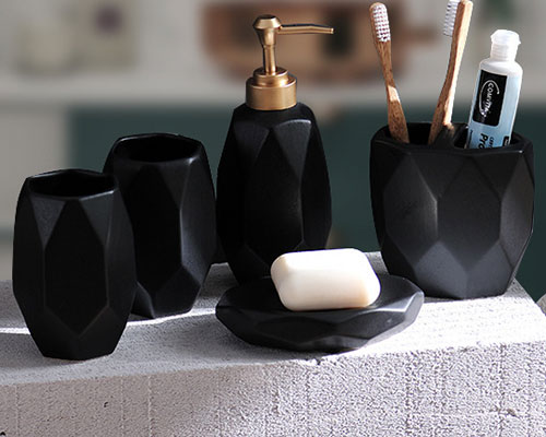 Black Ceramic Bathroom Accessories Set