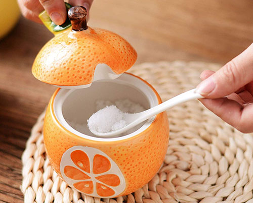 Ceramic Salt Container With Spoon