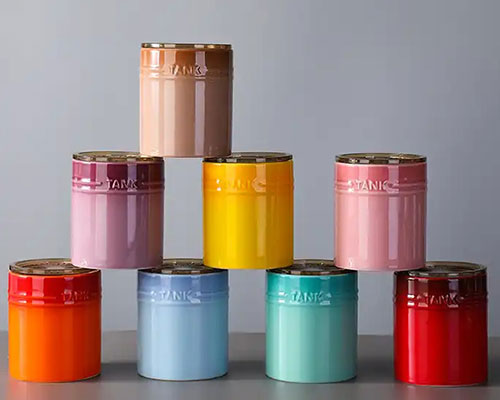 Colorful Ceramic Canisters With Lids