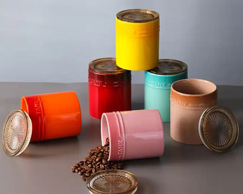 Colorful Ceramic Jars With Lids