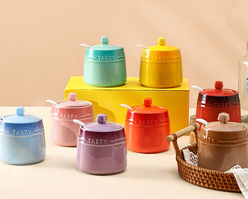 Colorful Ceramic Spice Jar Set