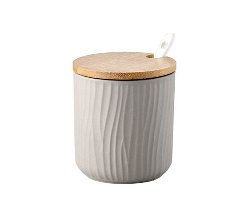 Gray Ceramic Spice Pot with Lid