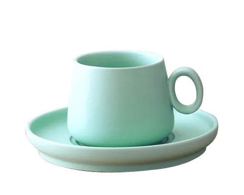 Green Ceramic Coffee Mug Set