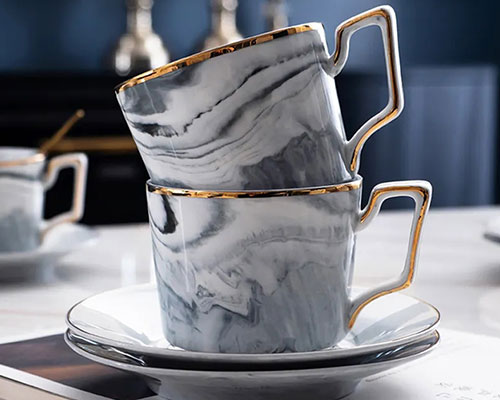 Marble Ceramic Mugs Set