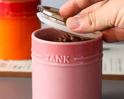 Pink Ceramic Jar With Lid